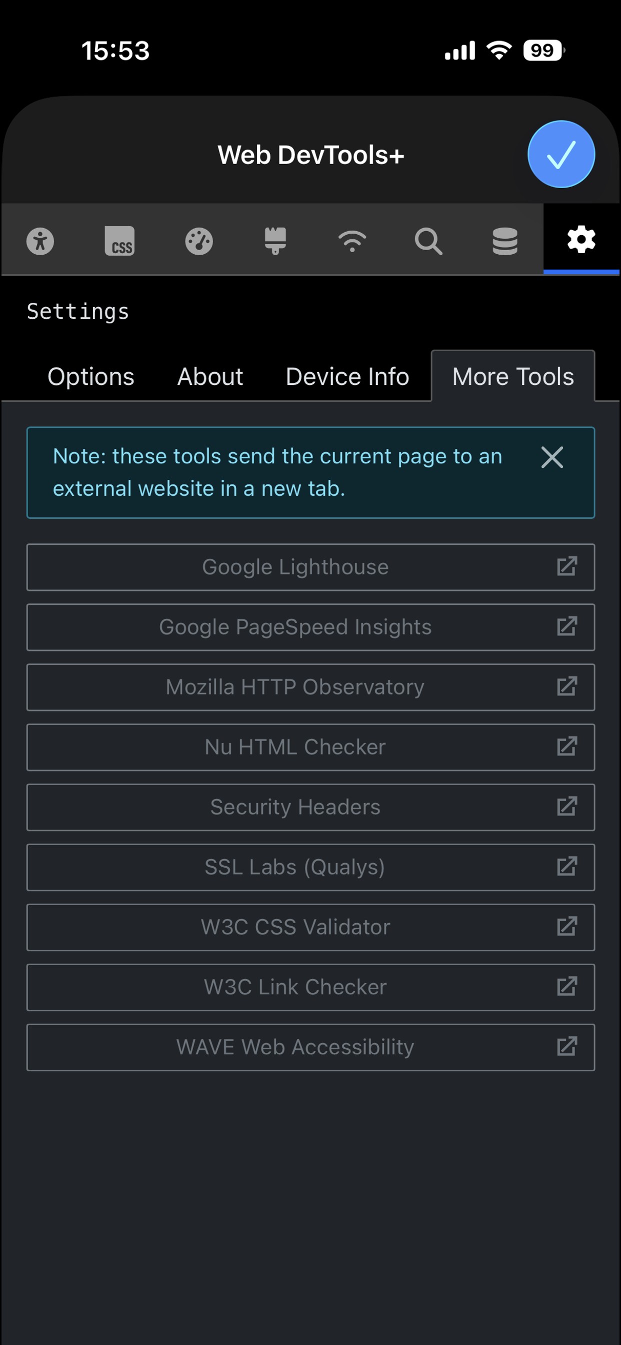 Web Dev Tools screenshot - Inspect Cookies and Local/Session Storage quickly and easily